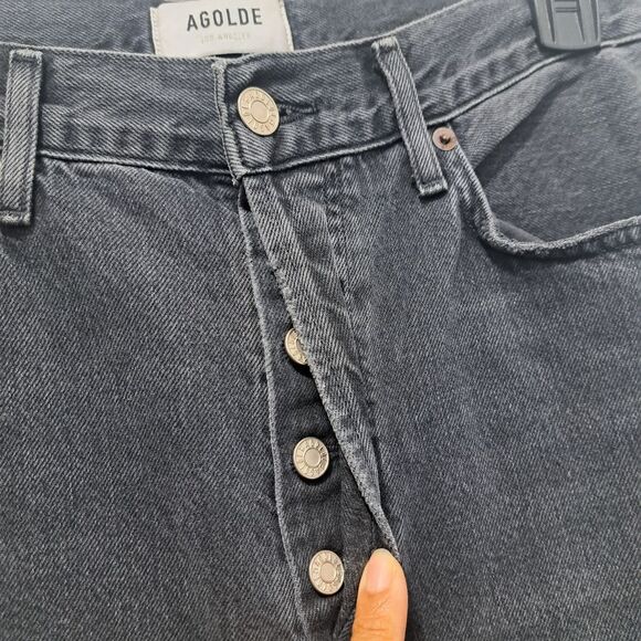 Agolde Button Fly Photogram 90's Straight Jeans Size 27 Washed Black - Picture 10 of 14
